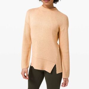 Lululemon Athletica Women’s Total Ellipse Cashmere Blend Sweater Top Ivory Peach